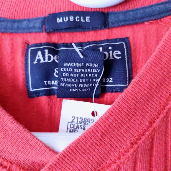 Abercrombie & Fitch Orange Muscle Ribbed Sweatshirt Men's Sz M Y2K Vintage NOS - Picture 3 of 16